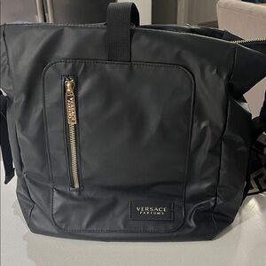 Versace Parfums Black And Gold Backpack Tote Bag